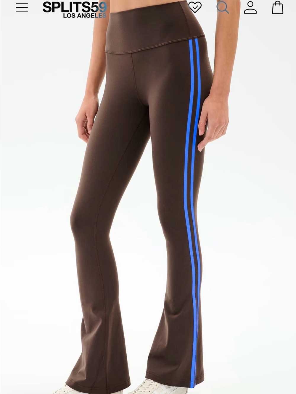 Splits59 Brown Boot-Cut Jumpsuit Pants with Blue Side Stripes